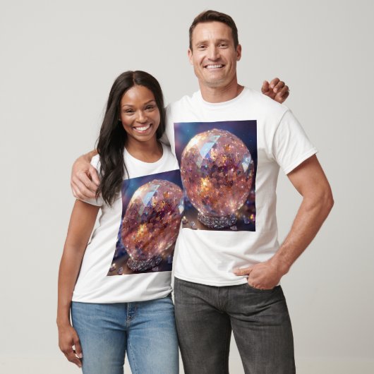 Kristallquartiere Planet Glitzer silberglänzend T-Shirt (Unisex)