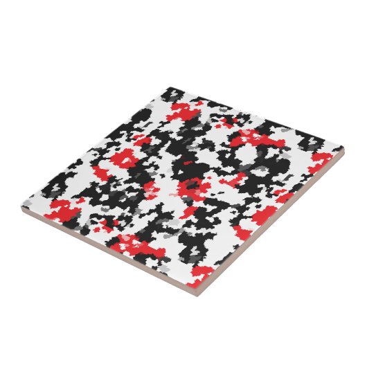 Kristallrotes Schwarzweiß-Weiß-Abstraktes Muster Fliese (Seite)