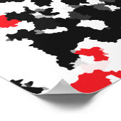 Kristallrotes Schwarzweiß-Weiß-Abstraktes Muster Poster (Ecke)