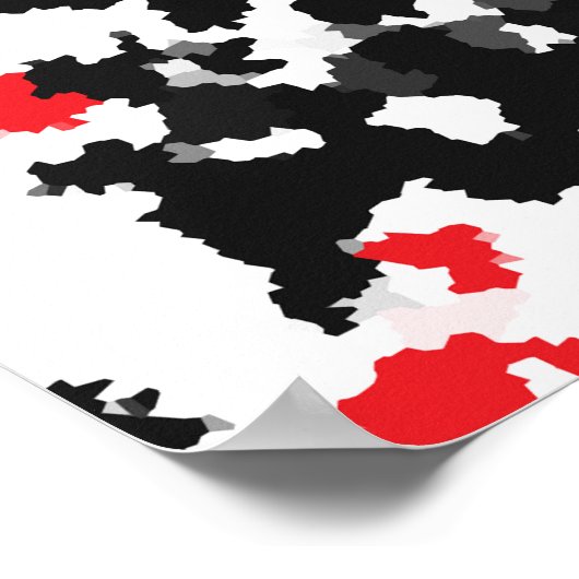 Kristallrotes Schwarzweiß-Weiß-Abstraktes Muster Poster (Ecke)