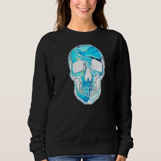 Kristallschädel in Blau Sweatshirt (Vorderseite)