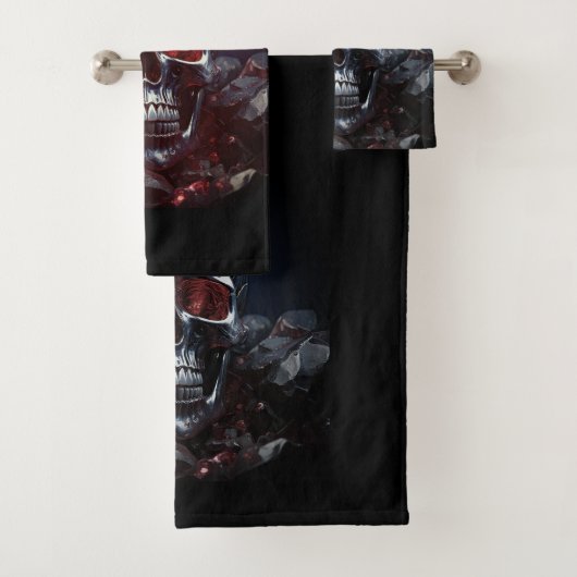 Kristallschädel mit Ruby Red Eyes Badetuch Set (Insitu)