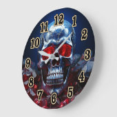 Kristallschädel mit Ruby Red EyesClock Große Wanduhr (Winkel)