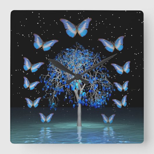 Kristallschlucht am Butterfly Square Wall Clock Quadratische Wanduhr (Vorderseite)