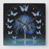 Kristallschlucht am Butterfly Square Wall Clock Quadratische Wanduhr (Vorderseite)