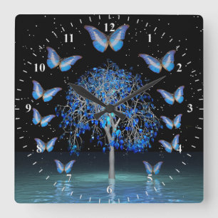 Kristallschlucht am Butterfly Square Wall Clock Quadratische Wanduhr