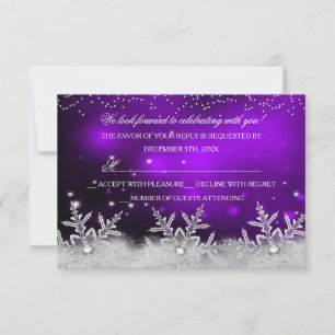 Kristallschneeflocke Lila Weihnachtsfeier RSVP Einladung