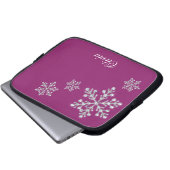 Kristallschneeflocke-magentarote Laptop-Hülse Laptopschutzhülle (Vorne Knopf)