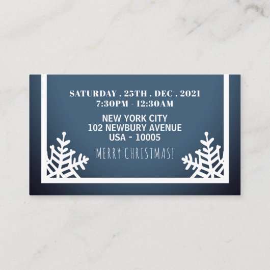 Kristallschneeflocke, Weihnachts-Party Einladung (Rückseite)