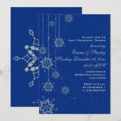 Kristallschneeflocken Blau Hochzeitsdinner Probe Einladung (Vorne/Hinten)