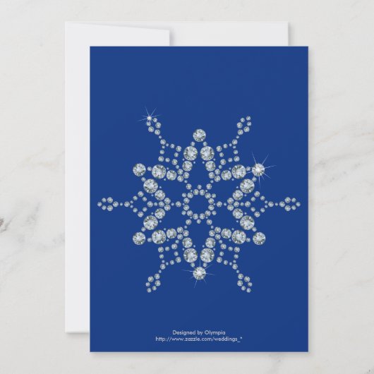 Kristallschneeflocken Blau Hochzeitspaare duschen Einladung (Rückseite)