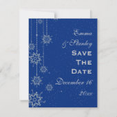 Kristallschneeflocken blaue Hochzeit Sichern das D Save The Date (Vorderseite)