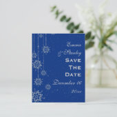 Kristallschneeflocken blaue Hochzeit Sichern das D Save The Date (Stehend Vorderseite)