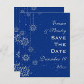 Kristallschneeflocken blaue Hochzeit Sichern das D Save The Date (Vorne/Hinten)