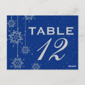 Kristallschneeflocken Blaue Hochzeit Tischnummer (Rückseite)