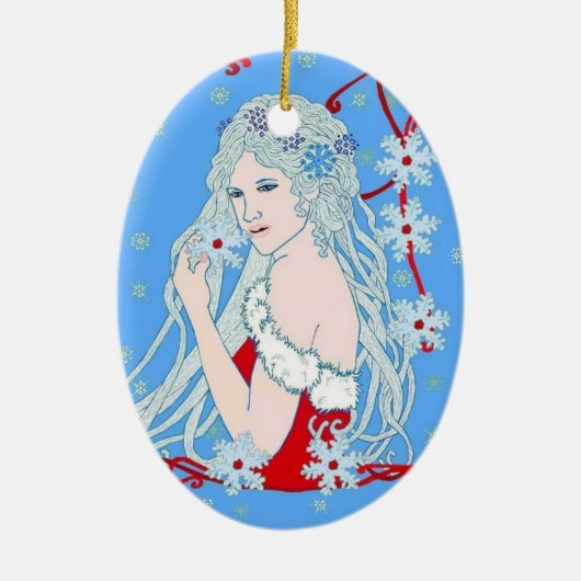 Kristallschneeflocken Keramik Ornament (Vorne)