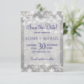 Kristallschneeflocken rett Dattelhochzeit Save The Date (Stehend Vorderseite)