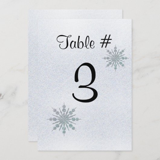 Kristallschneeflocken Winterhochzeit Tischnummer (Vorne/Hinten)