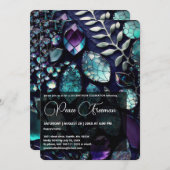 Kristallsteine, blau, Aquamarin, Lila Einladung (Vorne/Hinten)