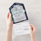 Kristallsteine, blau, Lavendel All In One Einladung (Abreißen)