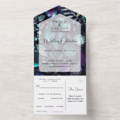 Kristallsteine, blau, Lavendel All In One Einladung (Innen Boden)