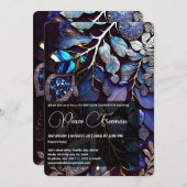 Kristallsteine, blau, Lavendel Einladung (Vorne/Hinten)