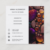 Kristallsteine, Fuchsia, Bronze, Bernstein Quadratische Visitenkarte (Rückseite)