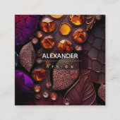 Kristallsteine, Fuchsia, Bronze, Bernstein Quadratische Visitenkarte (Vorderseite)