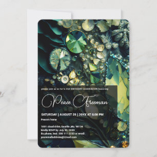 Kristallsteine, grün, moos, Aquamarin Einladung