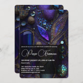 Kristallsteine, Lila, violett, Gold Einladung (Vorne/Hinten)