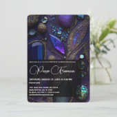 Kristallsteine, Lila, violett, Gold Einladung (Stehend Vorderseite)