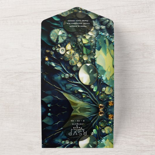 Kristallsteine, Moos, Sage, Grün All In One Einladung (Außenbereich)