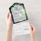 Kristallsteine, Moos, Sage, Grün All In One Einladung (Abreißen)