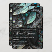 Kristallsteine, Platin, Silber, aquamarin Einladung (Vorne/Hinten)