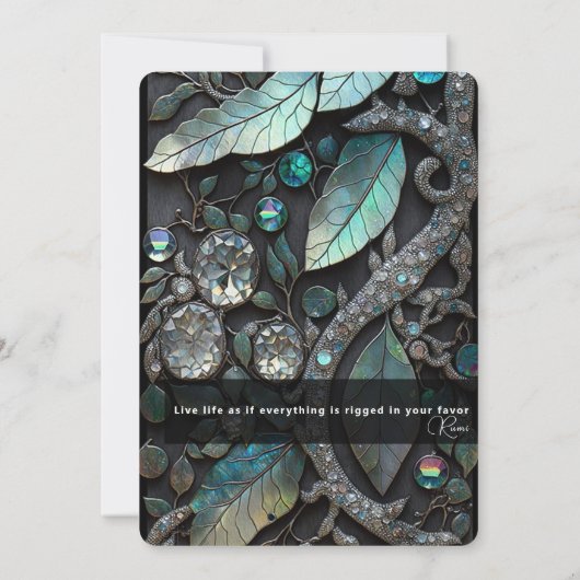 Kristallsteine, Platin, Silber, aquamarin Einladung (Rückseite)