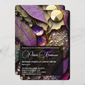 Kristallsteine, rosa, Fuchsien, Gold Einladung (Vorne/Hinten)