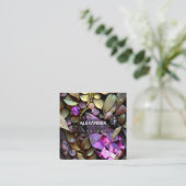 Kristallsteine, rosa, Fuchsien, Gold Quadratische Visitenkarte (Stehend Vorderseite)