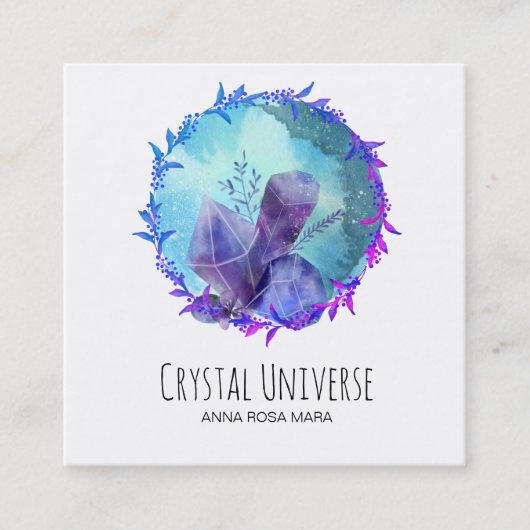 *~* Kristalluniversum-BlumeWreath Quadratische Visitenkarte (Vorderseite)