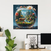 Kristallvase dekorativ mit Waldszene Poster (Heimbüro)