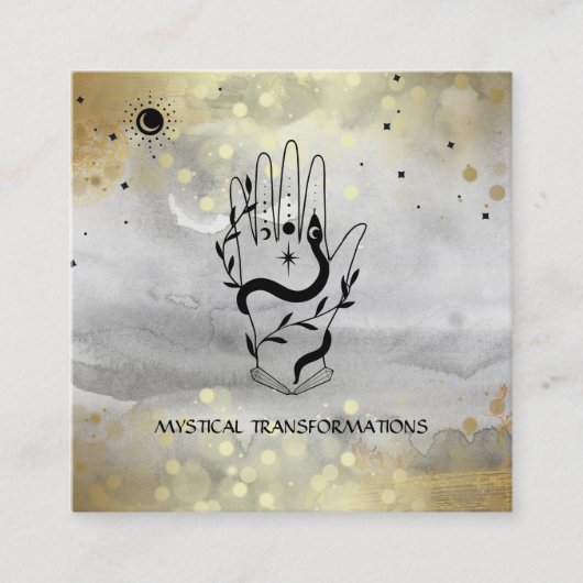 *~* Kristallwaren Hand Schlange Moon Magic Boho Gr Quadratische Visitenkarte (Vorderseite)