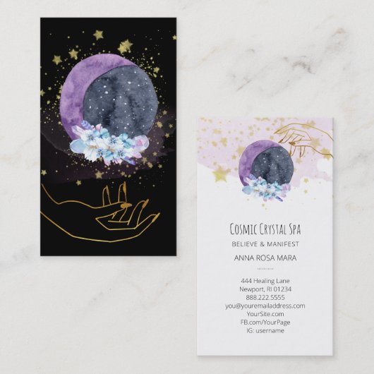 *~* Kristallwaren Moon Sky Kosmos Stars Hand Visitenkarte (Vorne/Hinten)