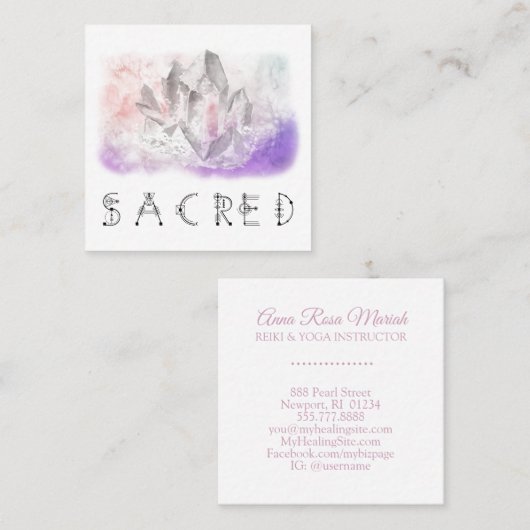 *~* Kristallwasser-Farbe Heilkunst Quadratische Visitenkarte (Vorne/Hinten)