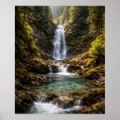 Kristallwasserfall im Bergtal Poster (Vorne)
