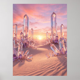 Kristallwüsten-Sonnenuntergangs-Fantasie-Kunst Poster