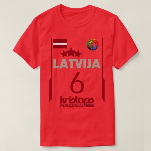 Kristaps Porzingis Retro Latvia Euro Style Basketb T-Shirt (Design vorne)