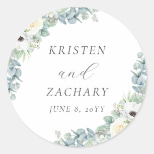 Kristen Elegant Boho Floral Greenery Hochzeitsguns Runder Aufkleber