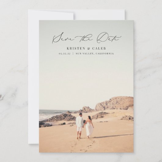 KRISTEN Minimalistisch 2 Foto Wedding Save The Date (Vorderseite)