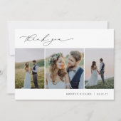 KRISTEN Minimalistisch 3 Foto Wedding Dankeskarte (Vorderseite)