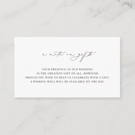 KRISTEN Minimalistisch Wedding a Note on Gifts Begleitkarte (Vorderseite)