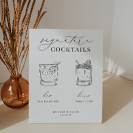 KRISTEN Minimalistische Hochzeitssignatur Cocktail Sockelschild